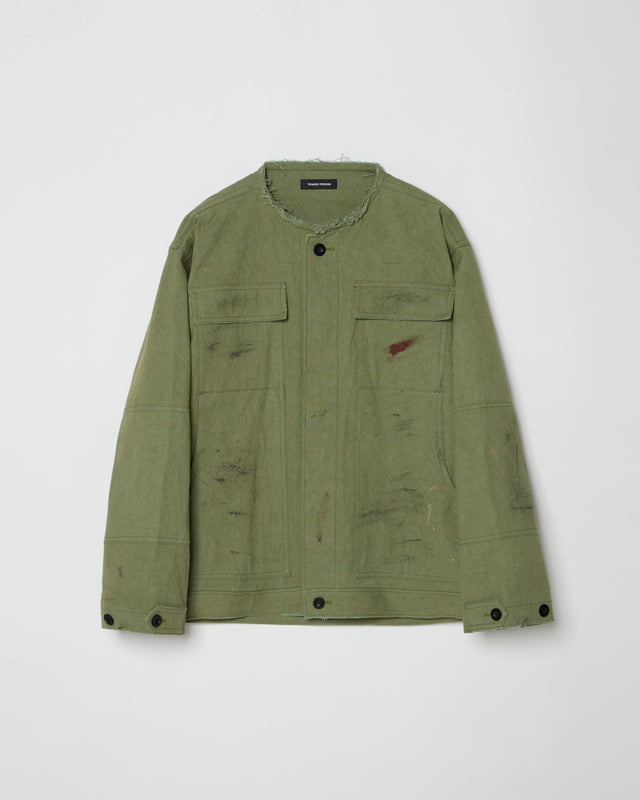 SUN DRYING AGING TRADITIONAL JACKET -OLIVE GREEN-