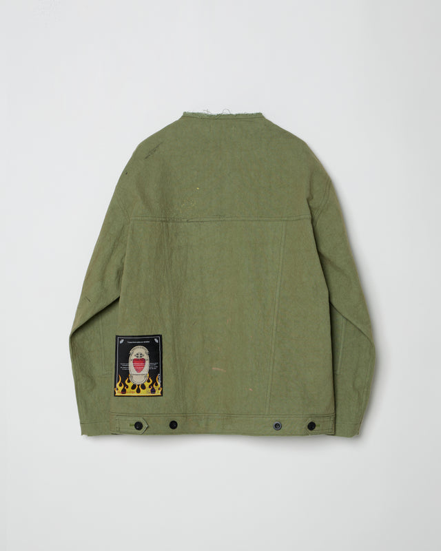 SUN DRYING AGING TRADITIONAL JACKET -OLIVE GREEN-