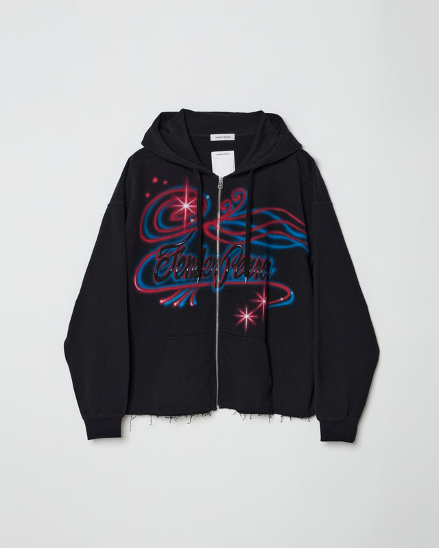 AIRBRUSHED ZIP UP HOODIE -BLACK-