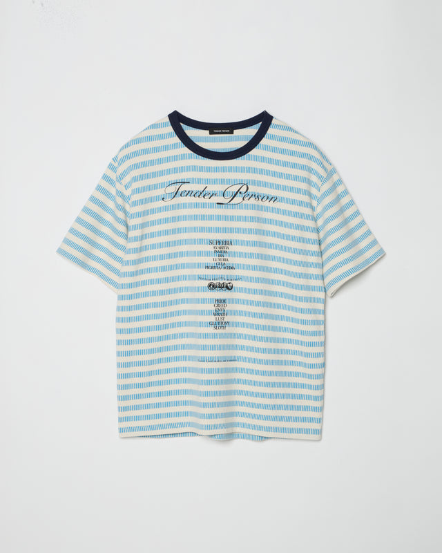 BORDER TEE -BLUE-