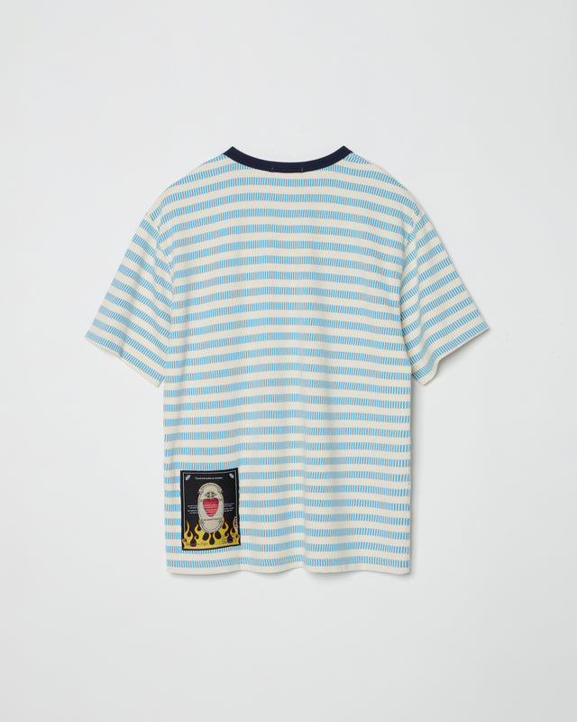 BORDER TEE -BLUE-