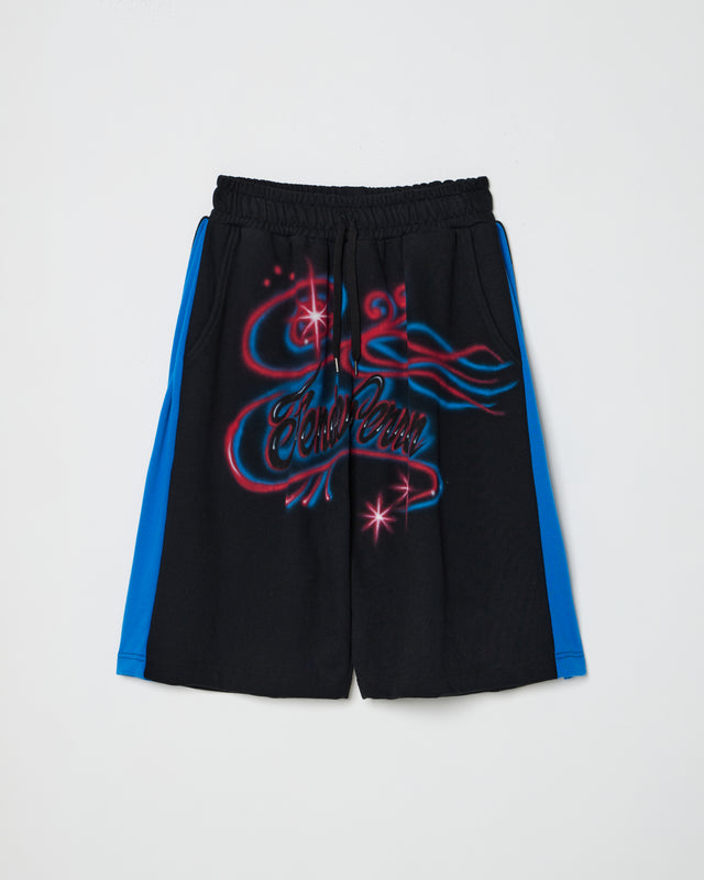 AIRBRUSHED HARF SWEAT PANTS  -BLACK-