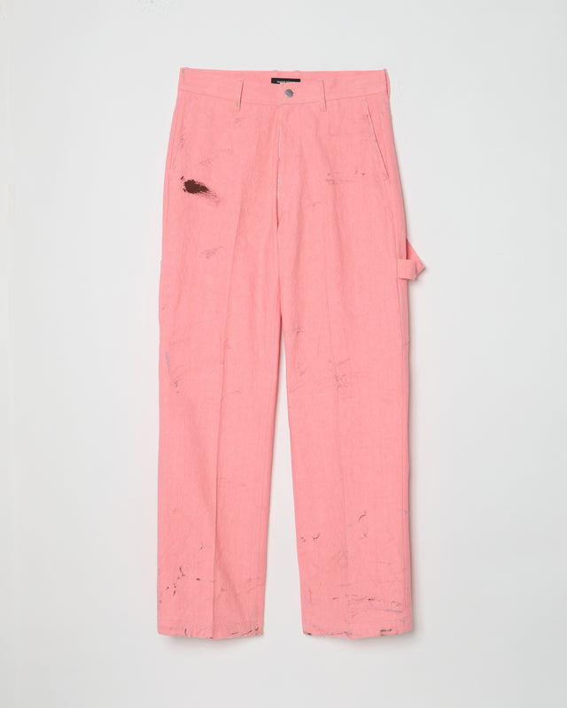 SUN DRYING AGING PAINTER PANTS -PINK-