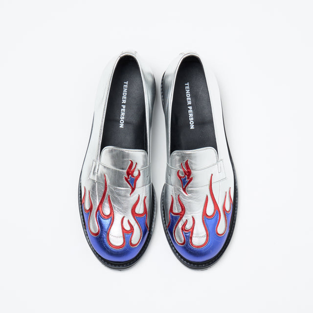 FLAME PATTERN LOAFER / SILVER