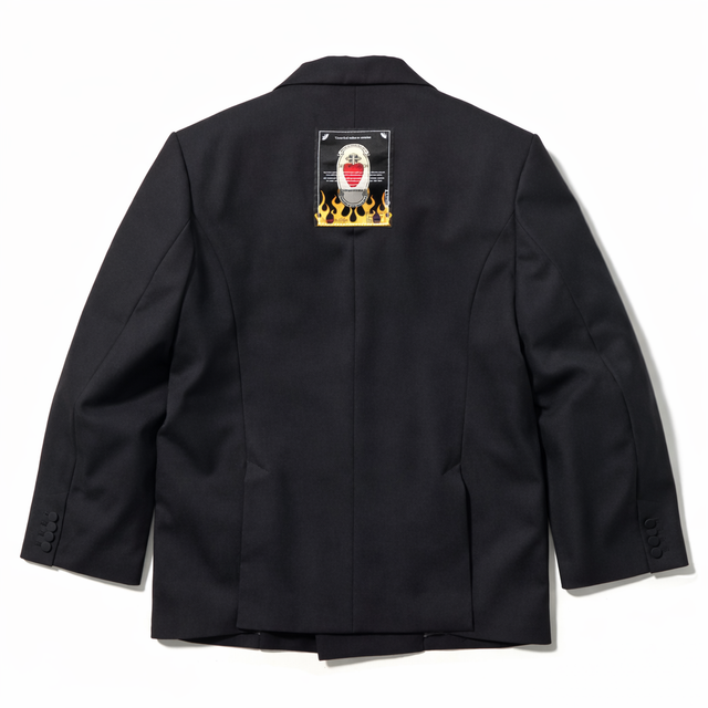 DOUBLE-BREASTED BLAZER -BLACK-