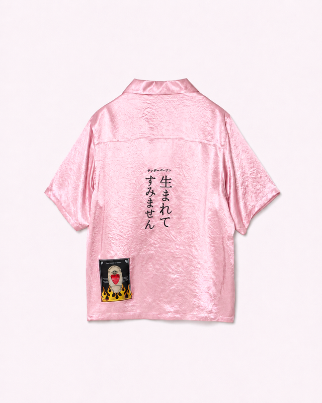 SATIN HAWAIIAN SHIRT -PINK-