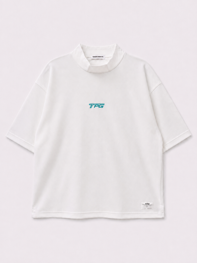 TPG MOCKNECK TEE -WHITE x TIFFANY BLUE PRINT-