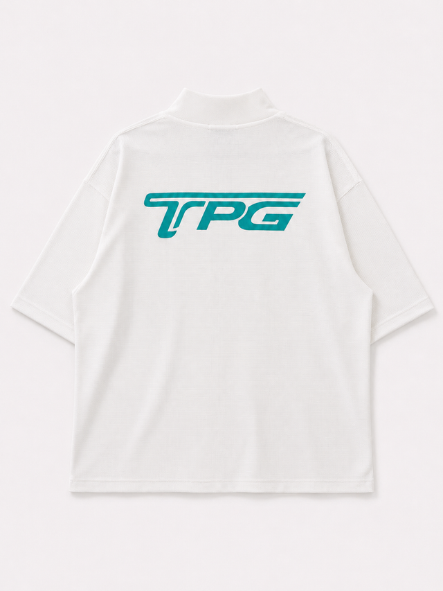 TPG MOCKNECK TEE -WHITE x TIFFANY BLUE PRINT-