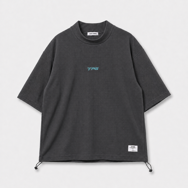 TPG MOCKNECK TEE -GRAY x TIFFANY BLUE-