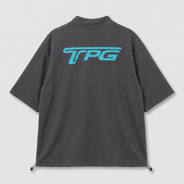 TPG MOCKNECK TEE -GRAY x TIFFANY BLUE-