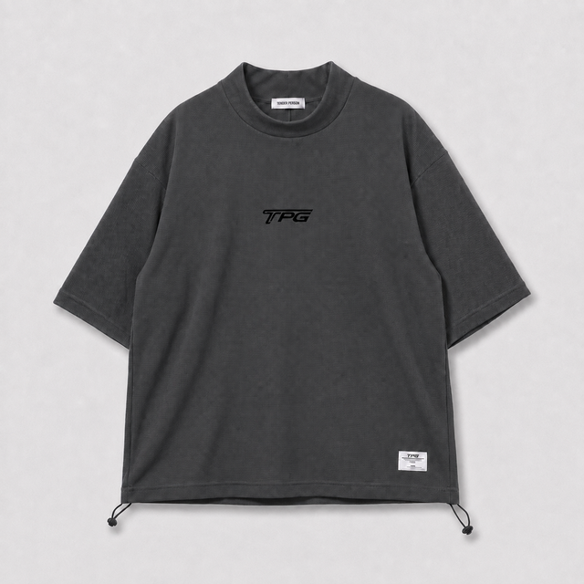 TPG MOCKNECK TEE -GRAY x BLACK-