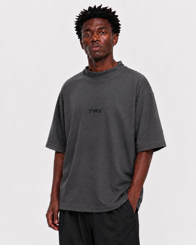 TPG MOCKNECK TEE -GRAY x BLACK-