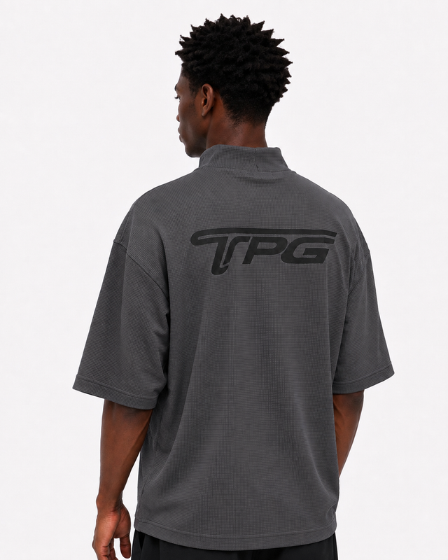 TPG MOCKNECK TEE -GRAY x BLACK-