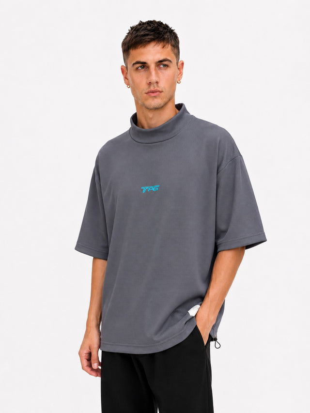 TPG MOCKNECK TEE -GRAY x TIFFANY BLUE-
