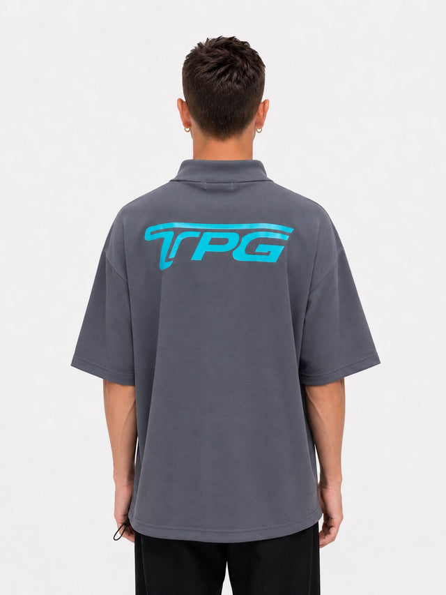 TPG MOCKNECK TEE -GRAY x TIFFANY BLUE-